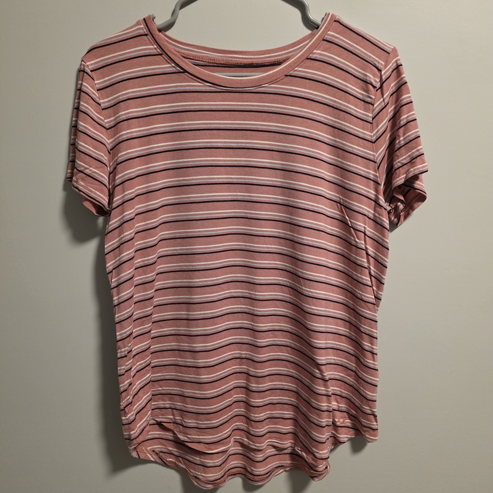 Hollister Pink Striped Short Sleeve Tee